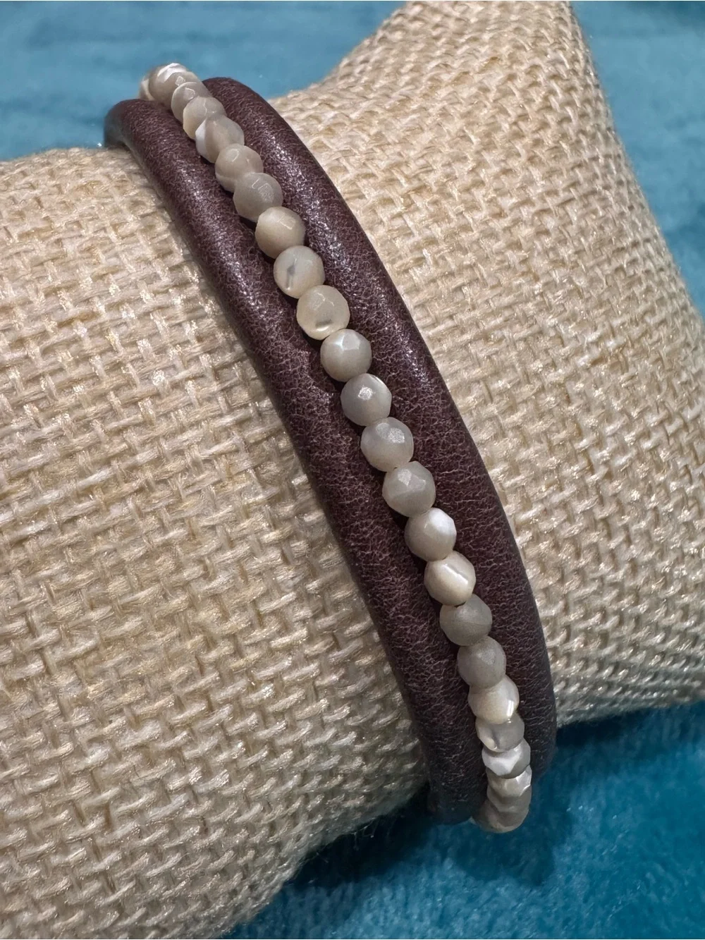 CHAN LUU  Brown Leather Beaded Bracelet